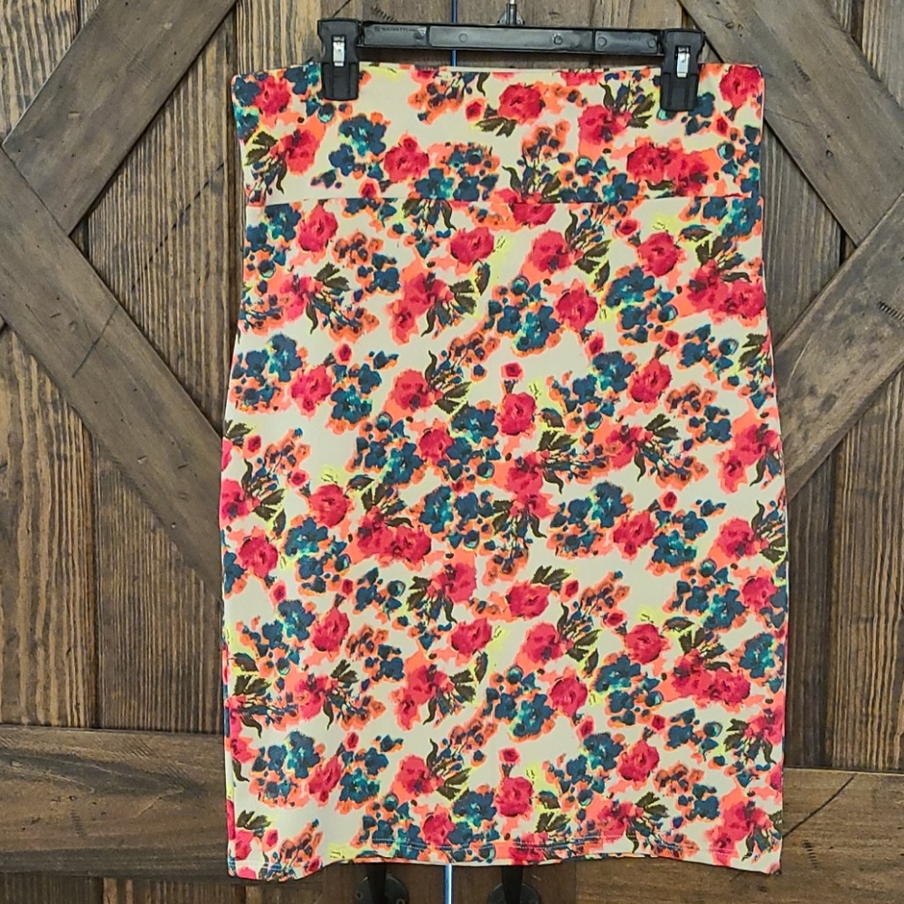 XL Agnes & Dora Pencil Skirt Neon Floral